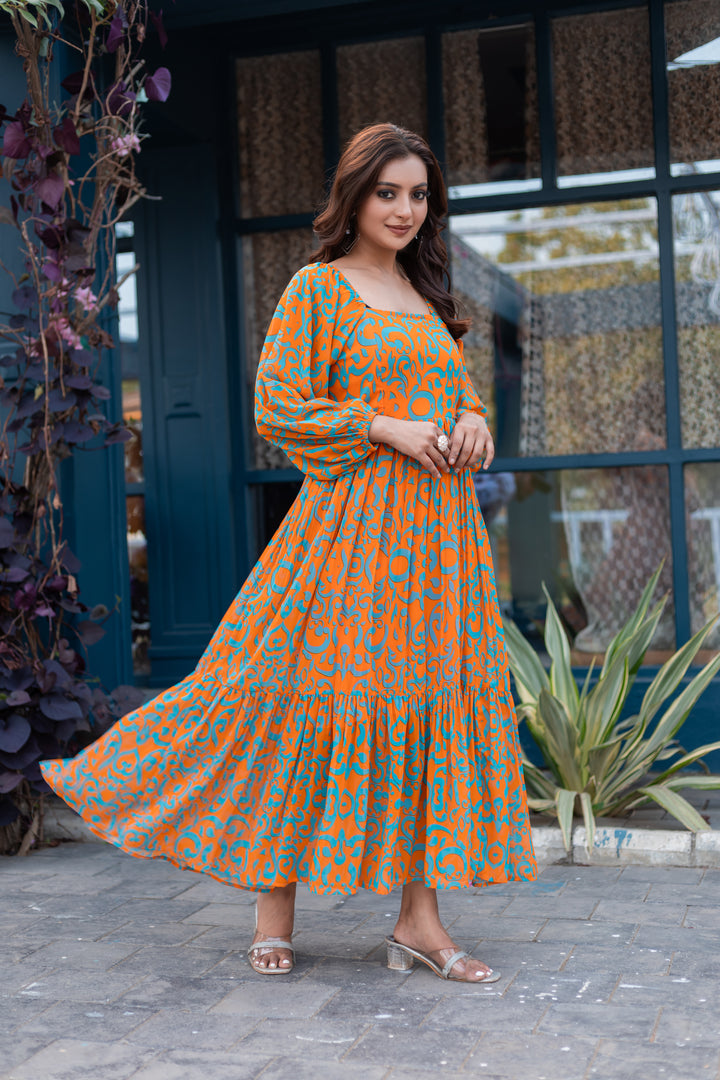 Side profile of Masakali's Pop Drop dress showcasing full-length sleeves