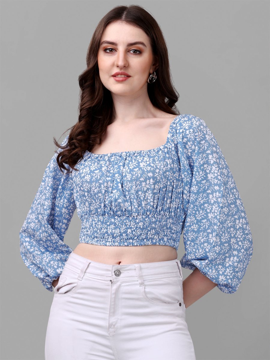 crop tops for Women western wear blue - Masakali.Co®
