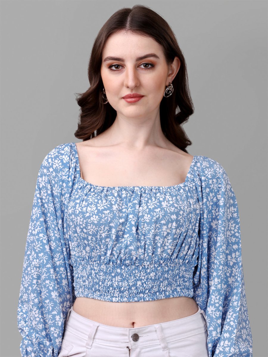 crop tops for Women western wear blue - Masakali.Co®