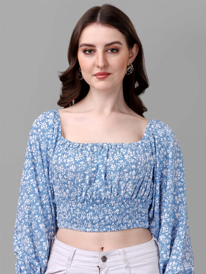 crop tops for Women western wear blue - Masakali.Co®