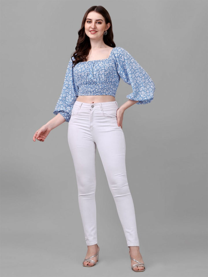 crop tops for Women western wear blue - Masakali.Co®