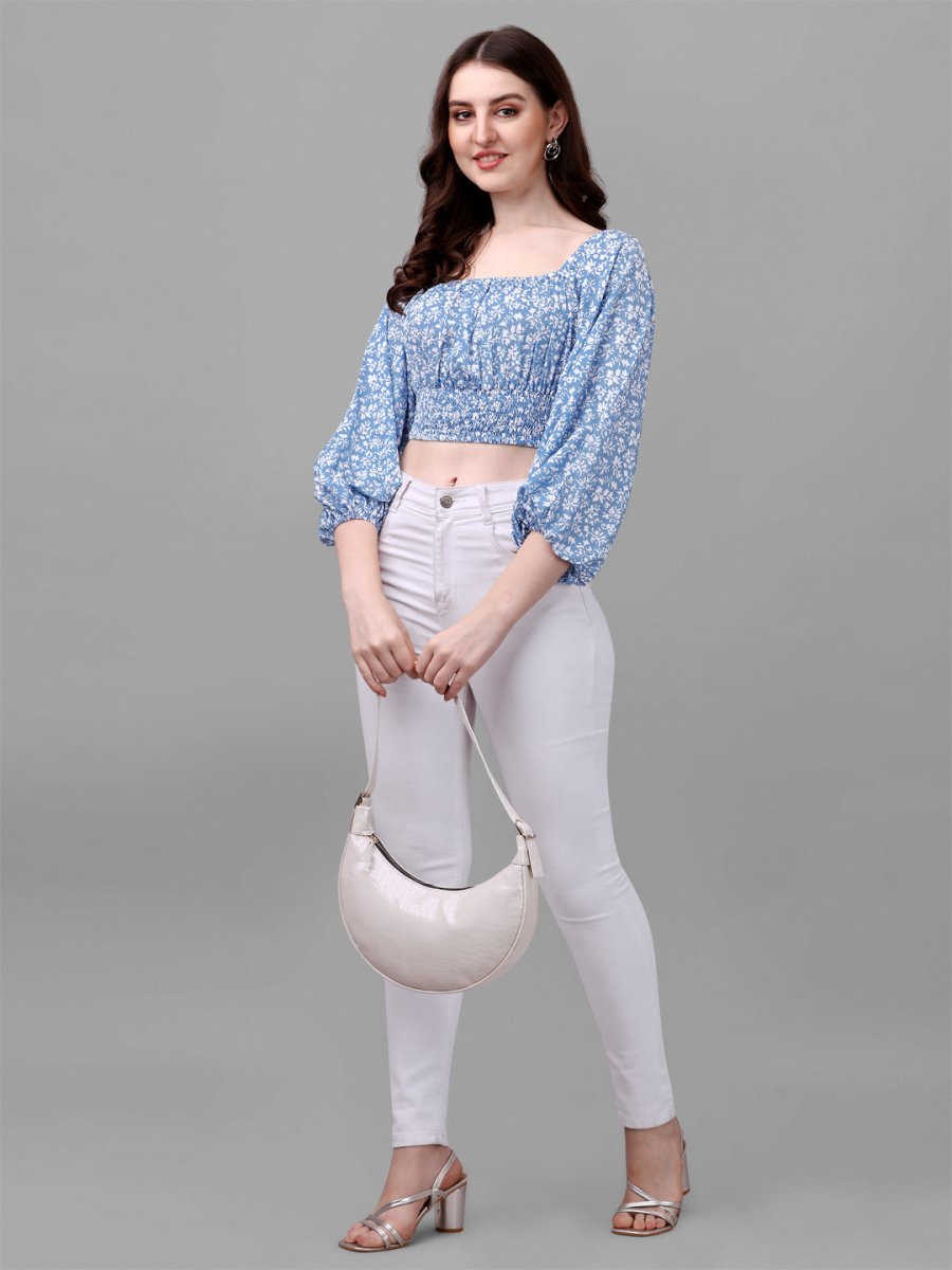 crop tops for Women western wear blue - Masakali.Co®