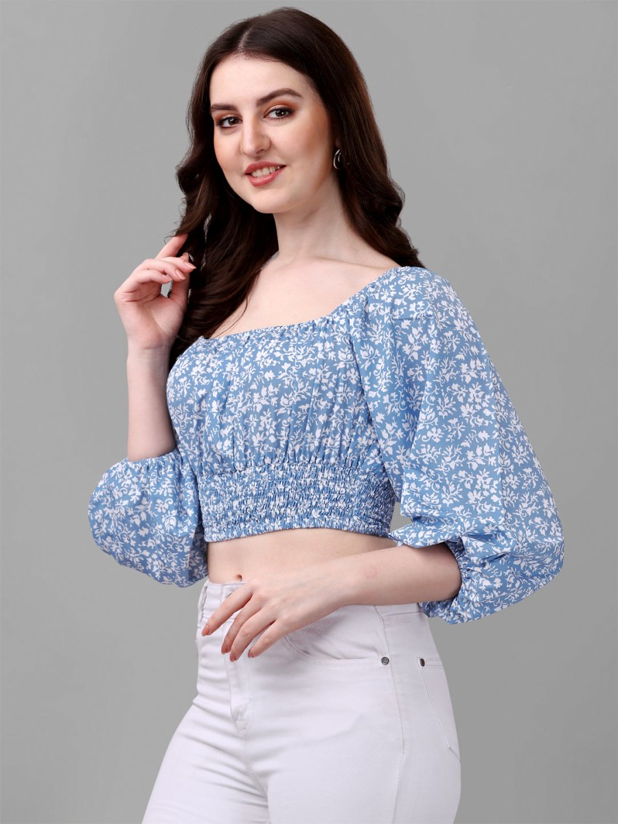 crop tops for Women western wear blue - Masakali.Co®