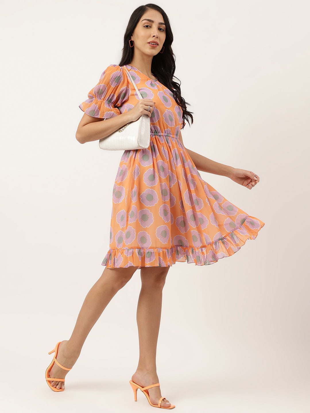 kalico mini dress Grandis Orange Women's Mini Dress XS