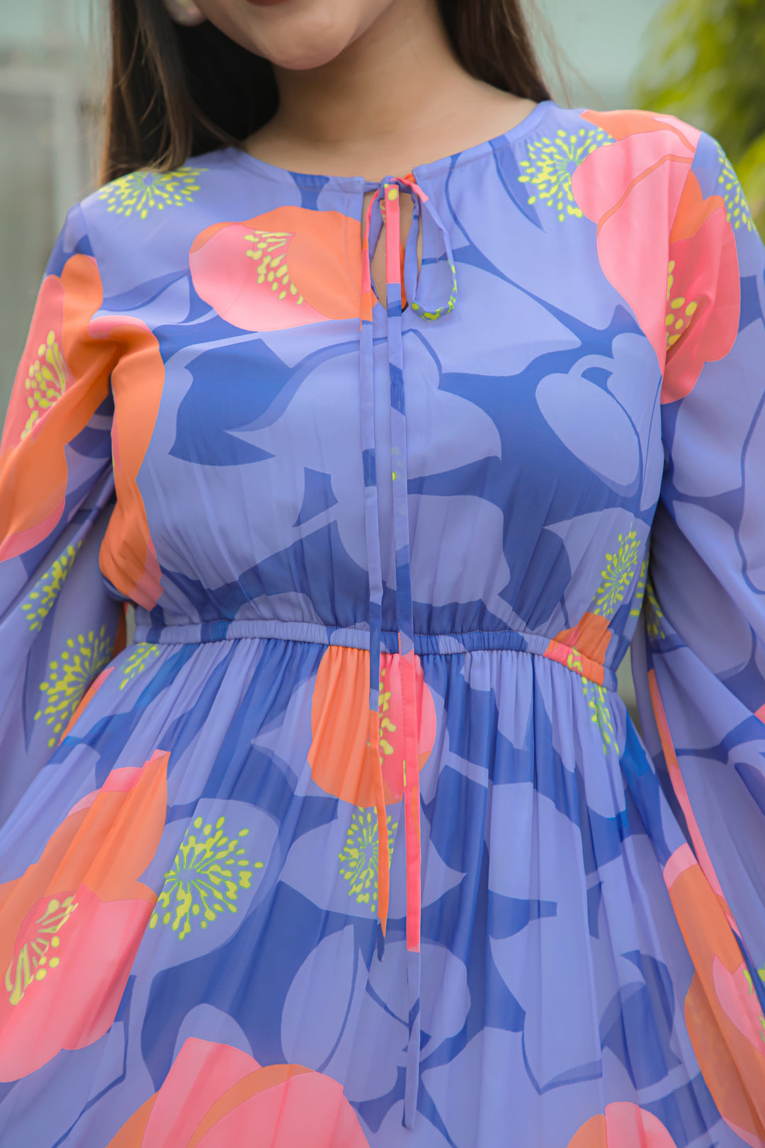 Chetwode Blue & Flamingo Pink Maxi Dress