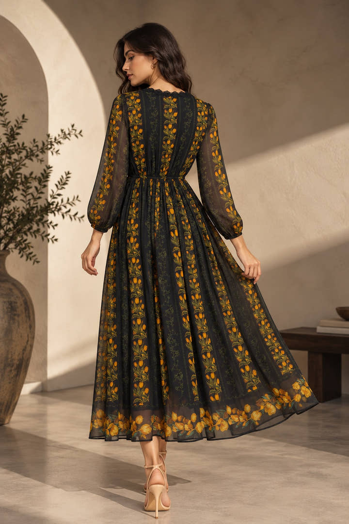Noir Fleur Maxi Dress