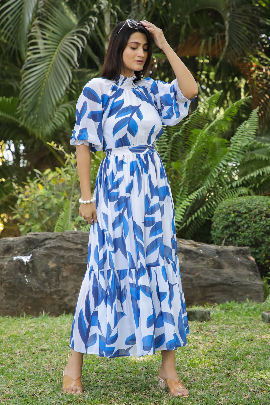 Tufts Blue&White Floral Maxi Dress