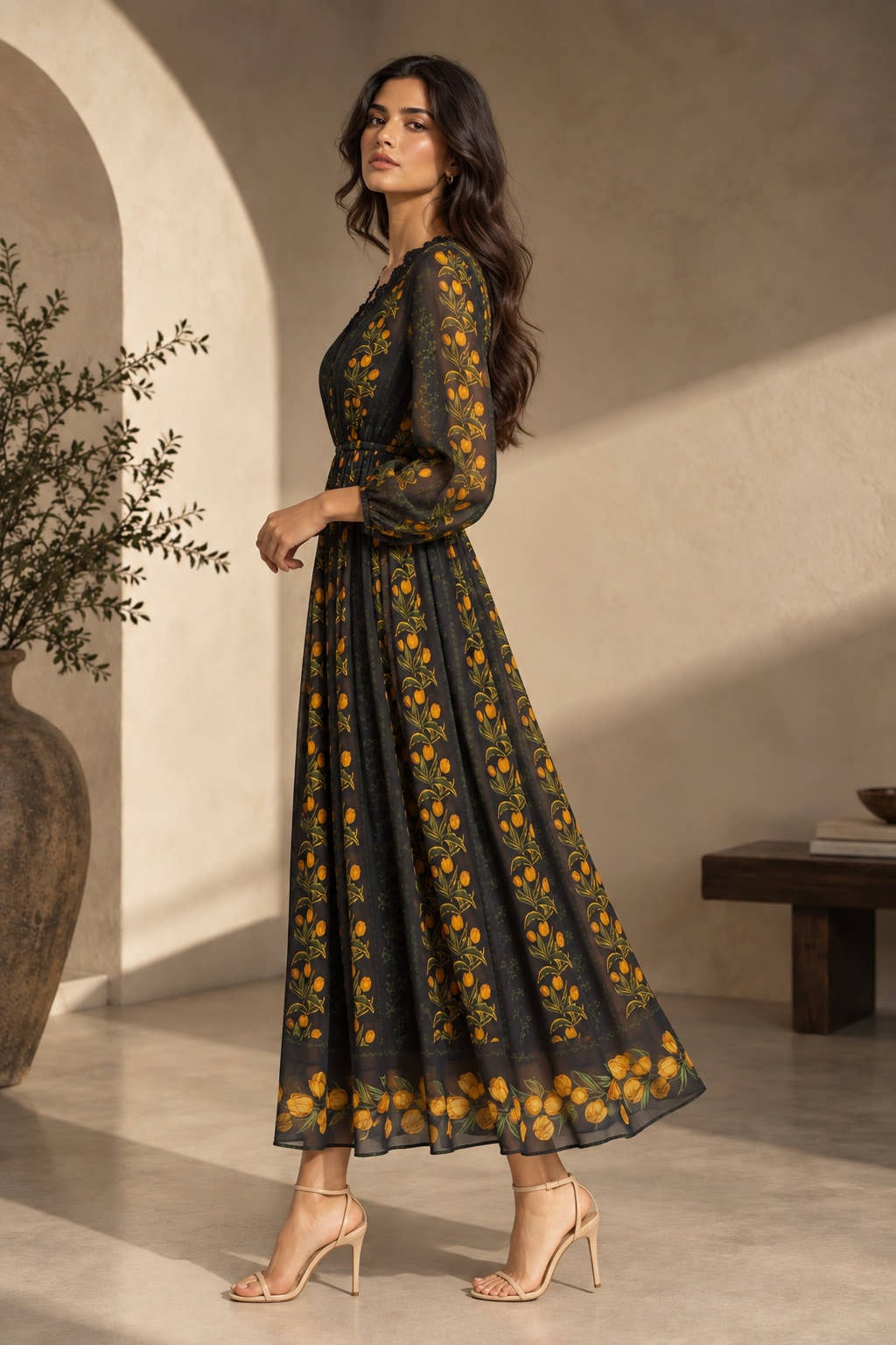 Noir Fleur Maxi Dress