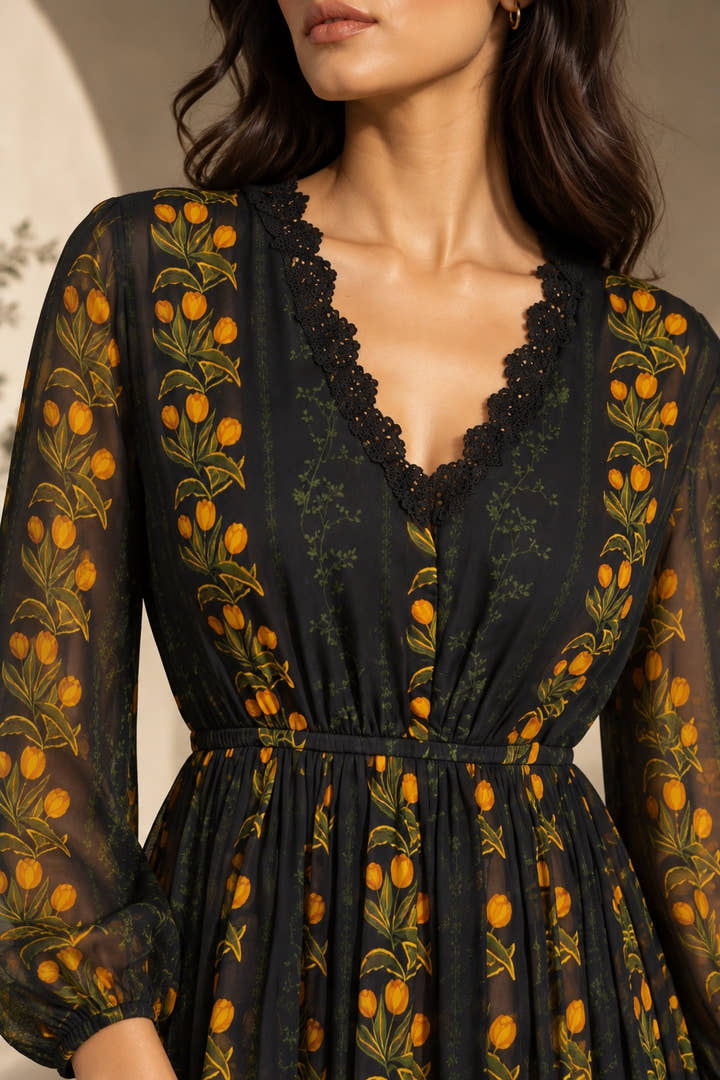 Noir Fleur Maxi Dress