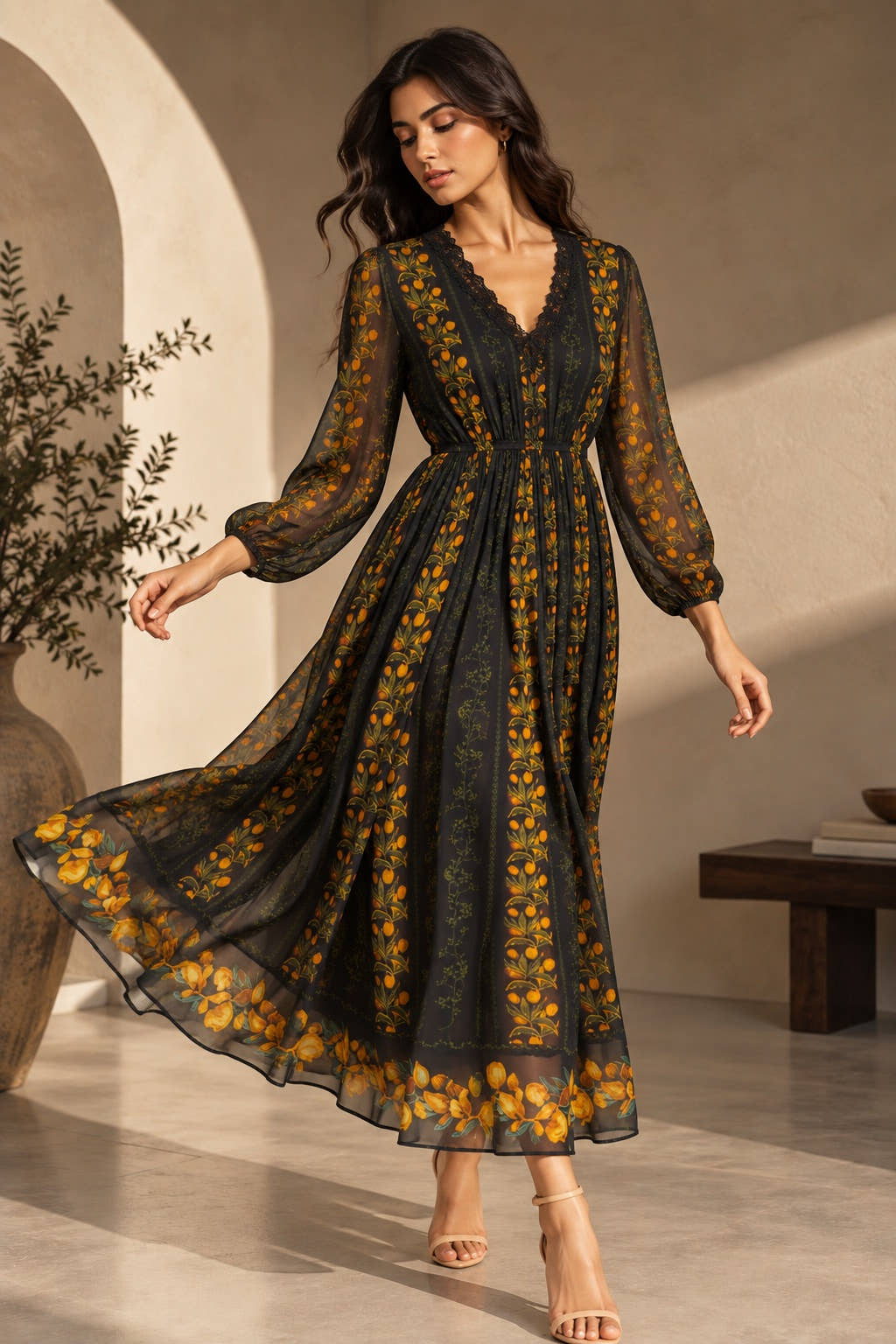 Noir Fleur Maxi Dress