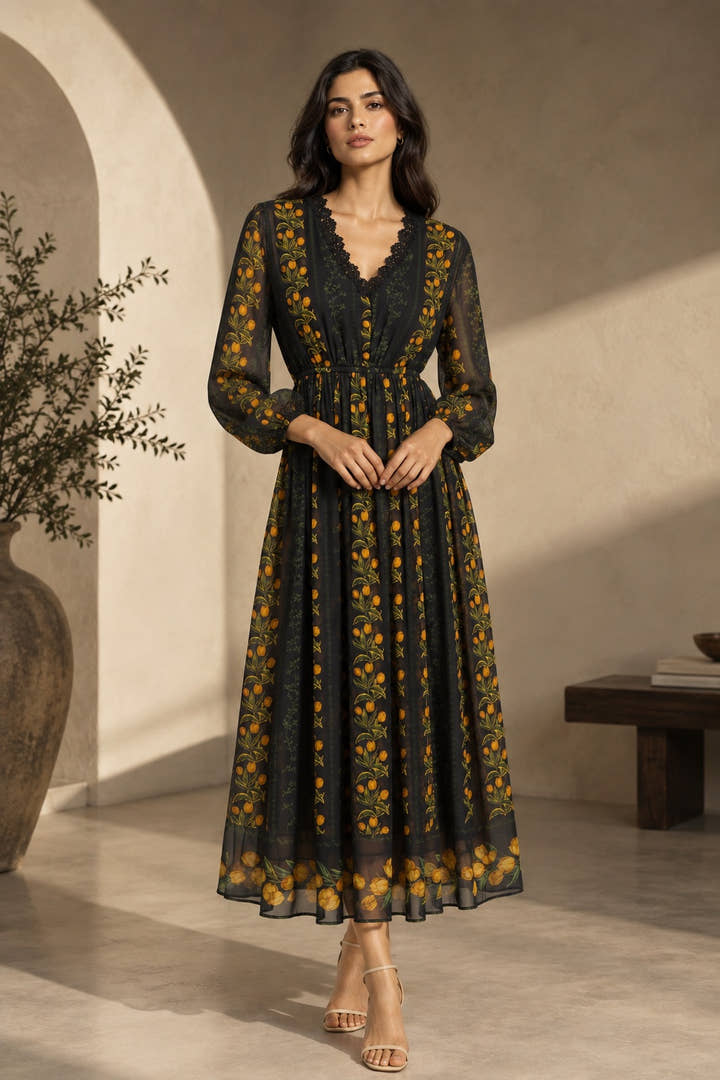 Noir Fleur Maxi Dress