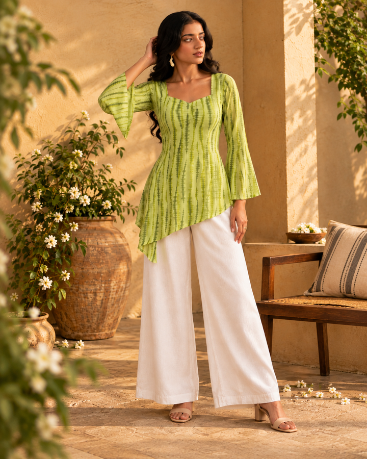 LYRA | Lime Stripe Short Kurti