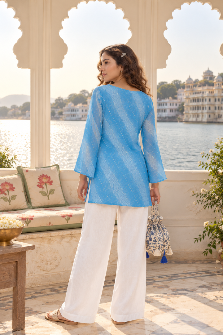 JALA | Azure Wave Short Kurti