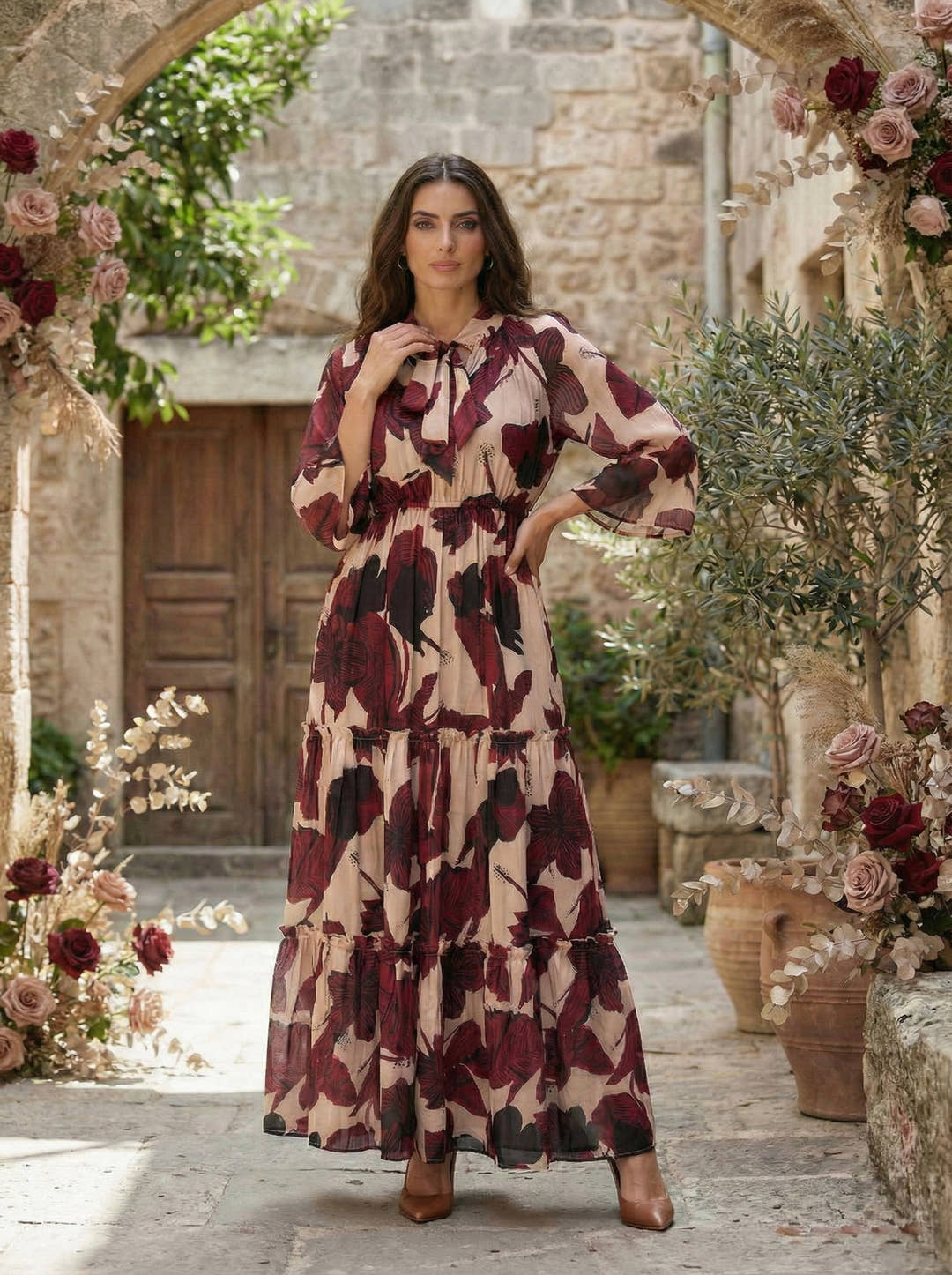 Crimson Noir Maxi Dress
