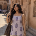 LILA | Lilac Stripe Floral Short Kurti