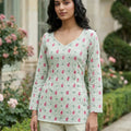 ARIA | Mint Floral Short Kurti