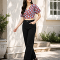 Maroon Geometric Print Crop Top