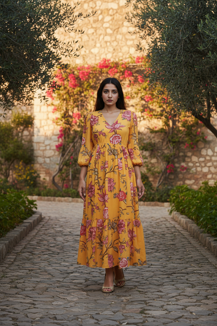 Honey Hues Floral Dress