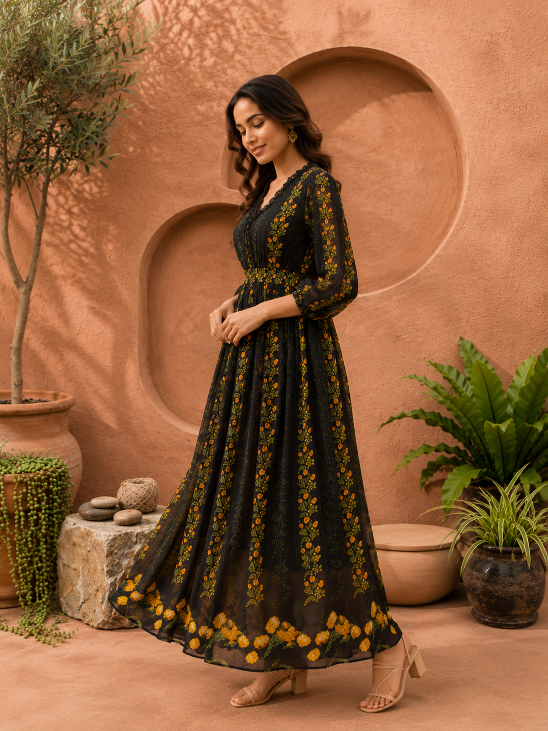 Noir Fleur Maxi Dress
