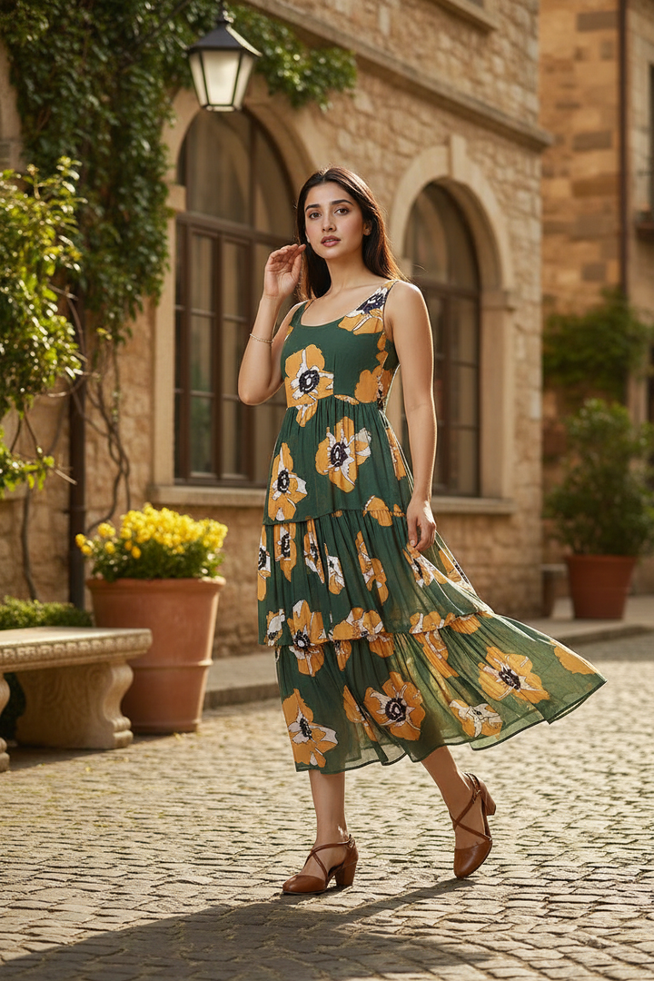 Olive Glow Maxi Dress