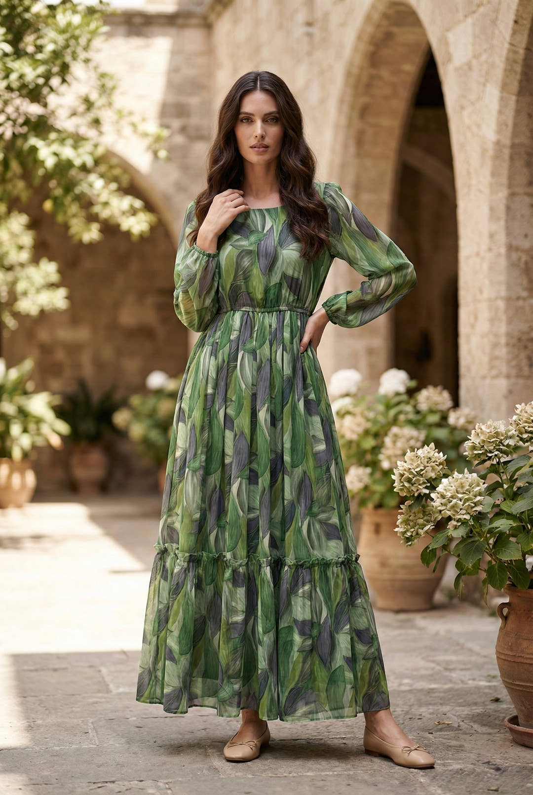Vivienne Verdant Leaf Maxi Dress