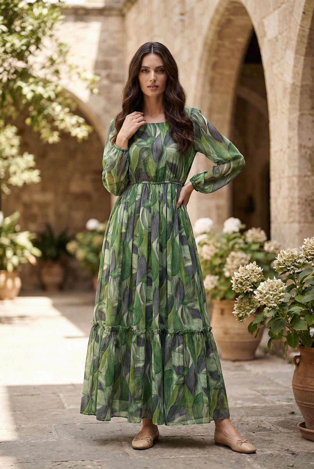 Vivienne Verdant Leaf Maxi Dress for Women