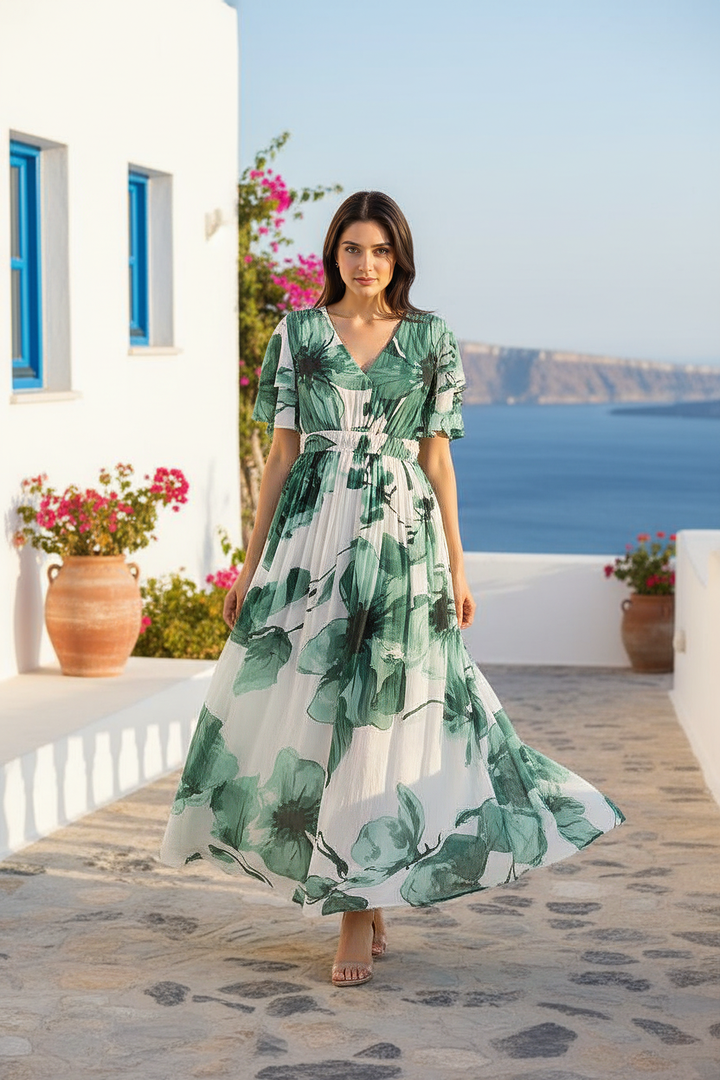 Emerald Flow Maxi Dress