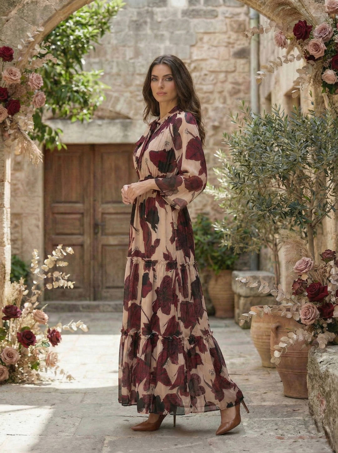 Crimson Noir Maxi Dress
