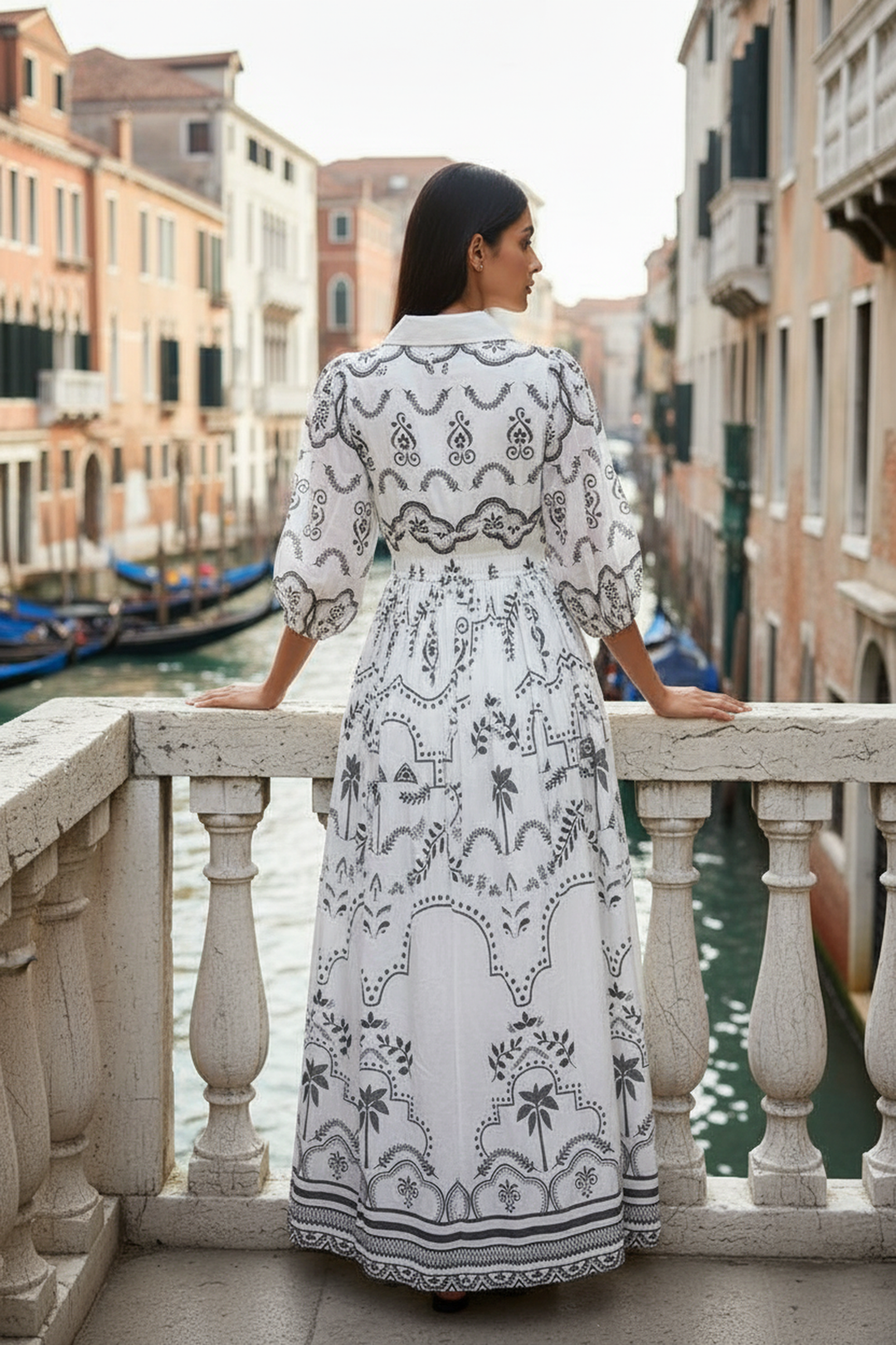 Monochrome Melody Maxi Dress