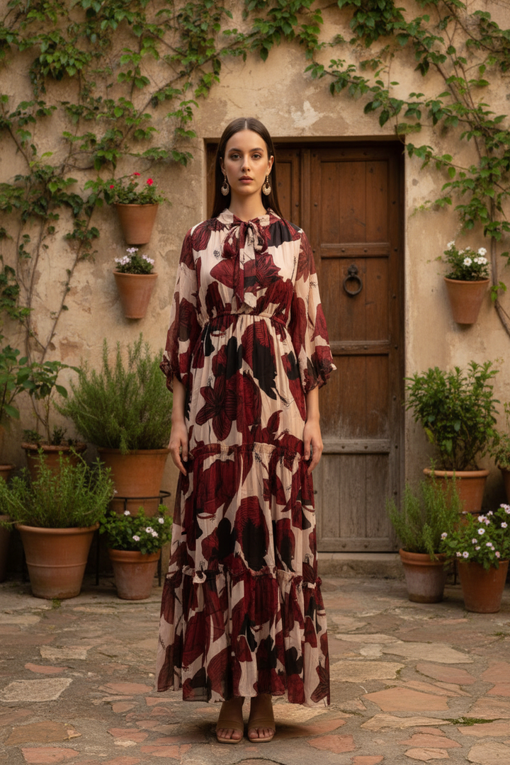 Crimson Noir Maxi Dress