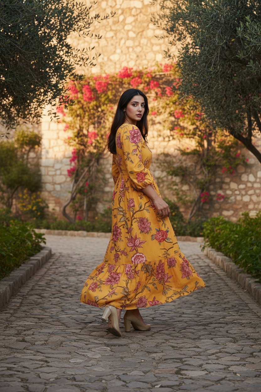 Honey Hues Floral Dress