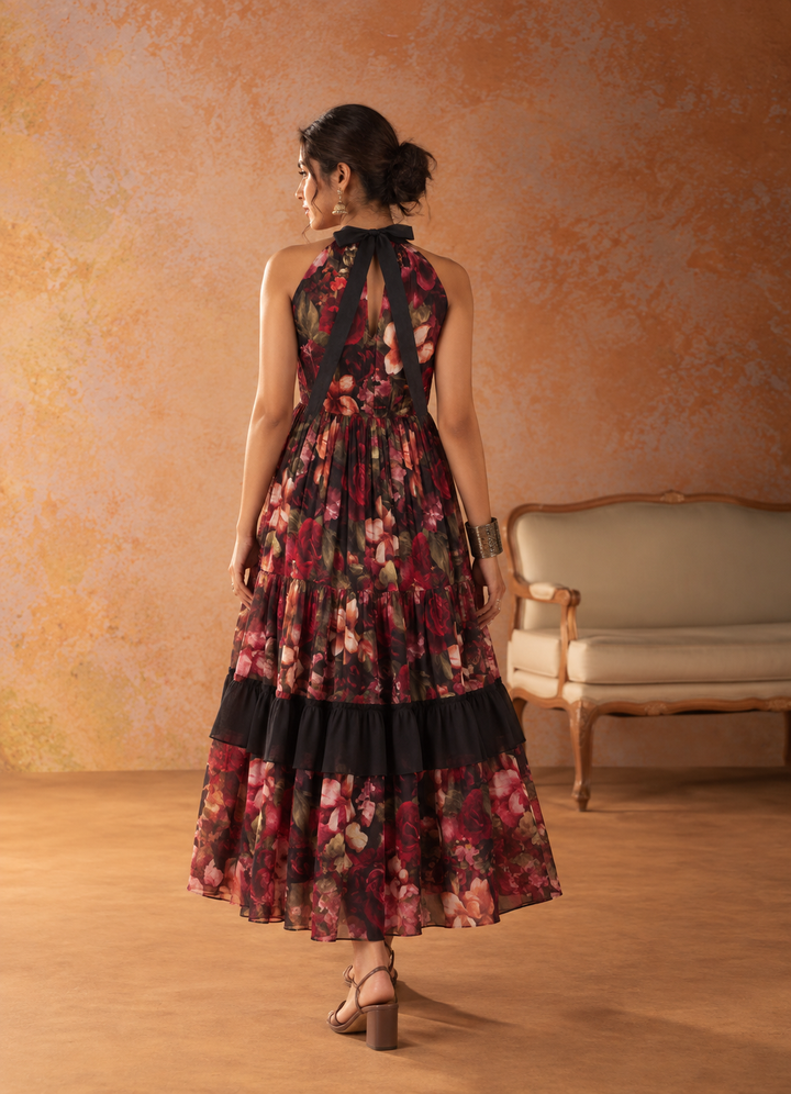 Obsidian Rose Midi Dress