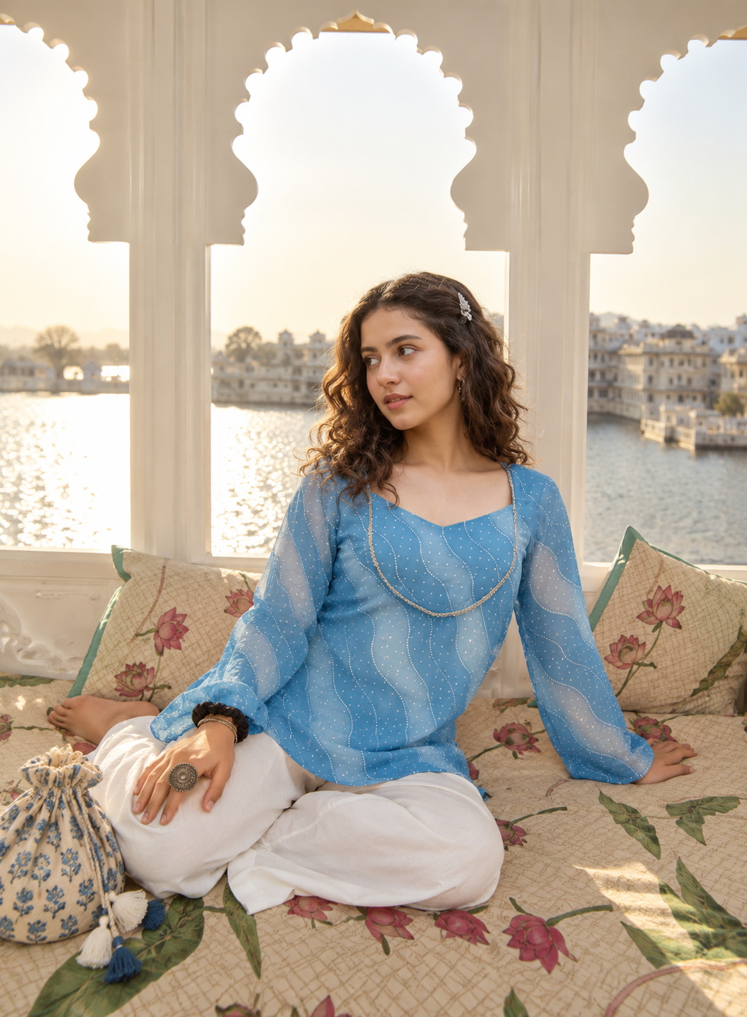 JALA | Azure Wave Short Kurti