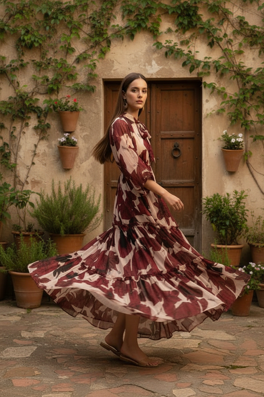 Crimson Noir Maxi Dress