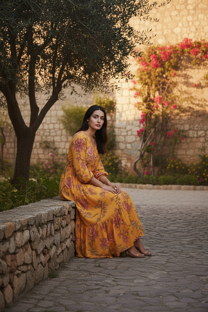 Honey Hues Floral Dress