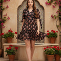 Black and Pink Floral Women's Dress