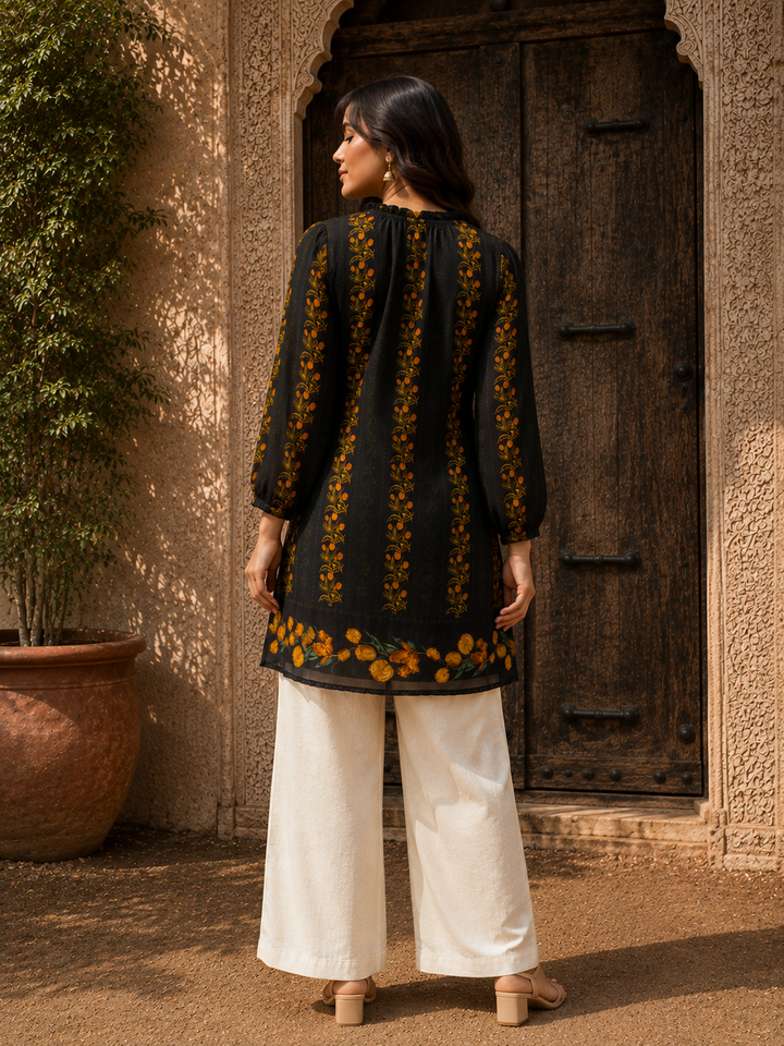 RAAT | Black Garden Short Kurti
