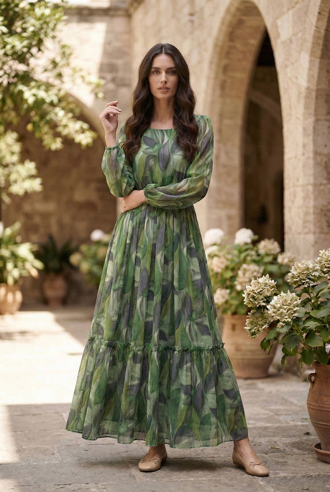 Vivienne Verdant Leaf Maxi Dress