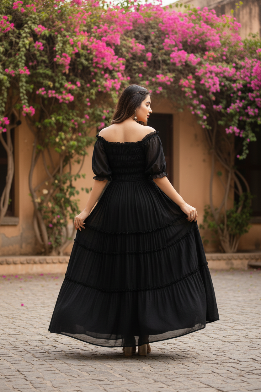 Dark Black Maxi Dress