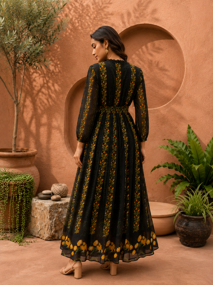 Noir Fleur Maxi Dress