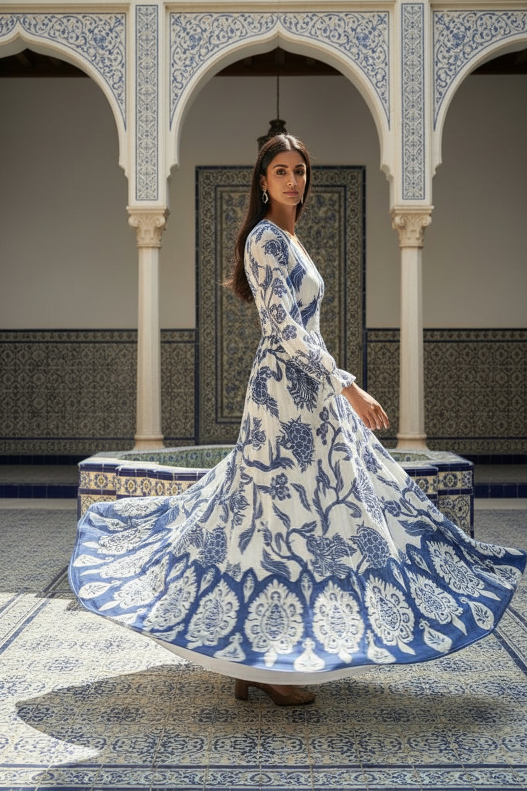 Marine Motif Maxi Dress
