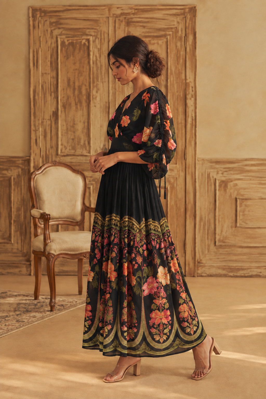 La Nuit Floral Maxi Dress