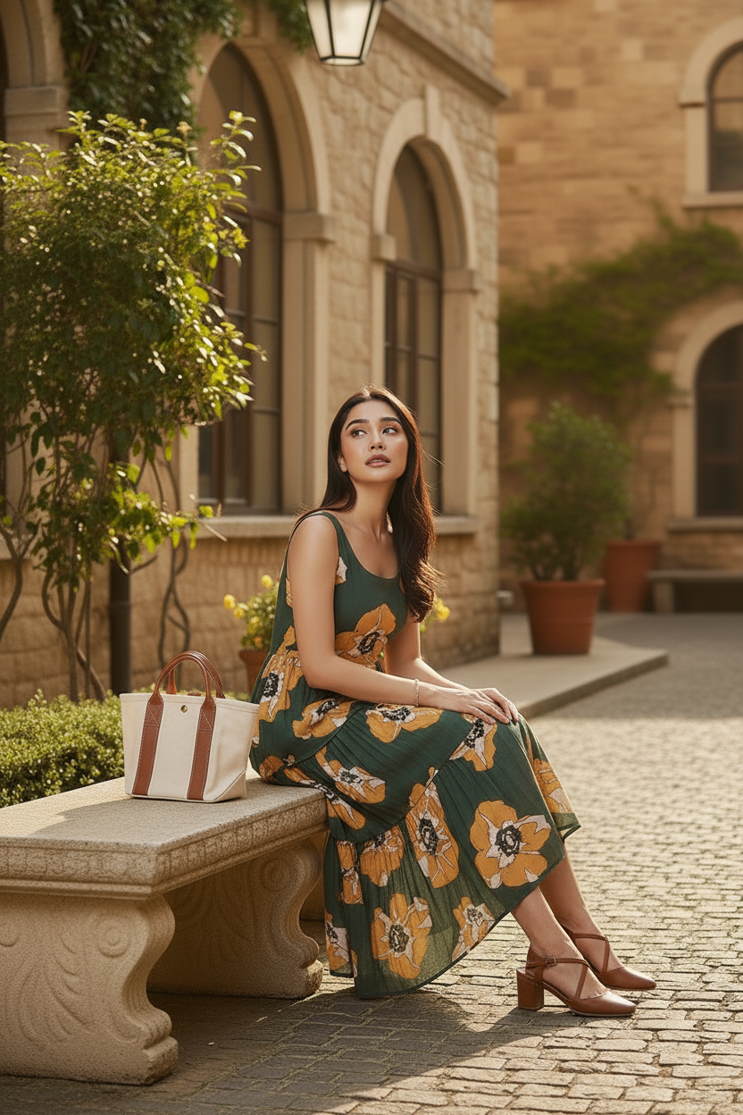 Olive Glow Maxi Dress