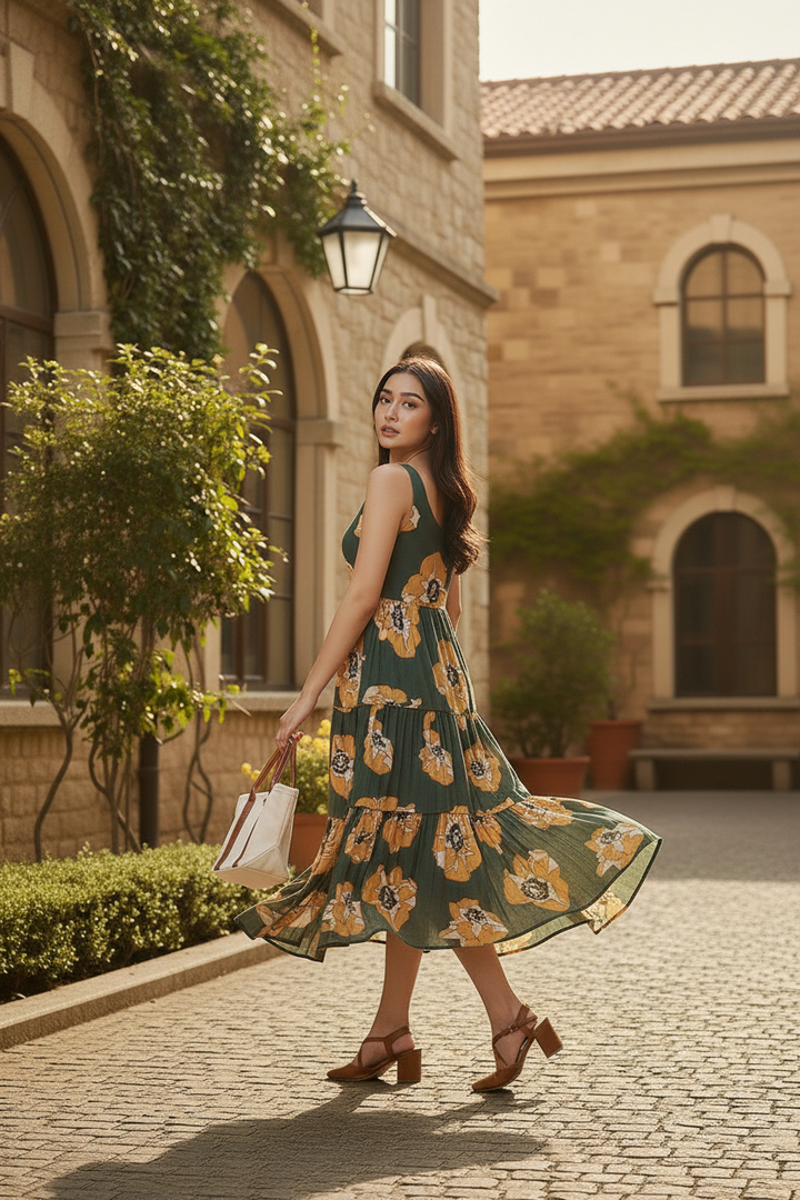 Olive Glow Maxi Dress