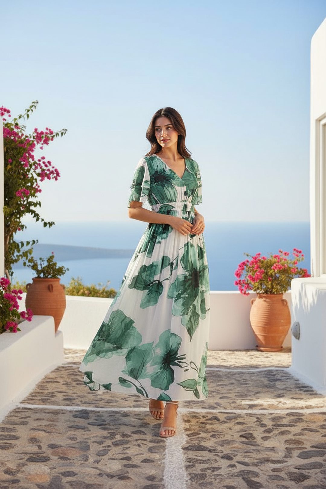 Emerald Flow Maxi Dress