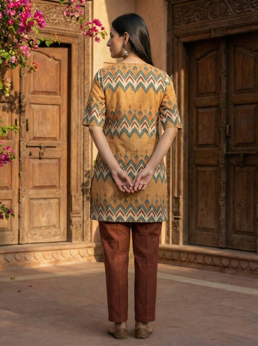 Kesar Path Ikat Fusion Set