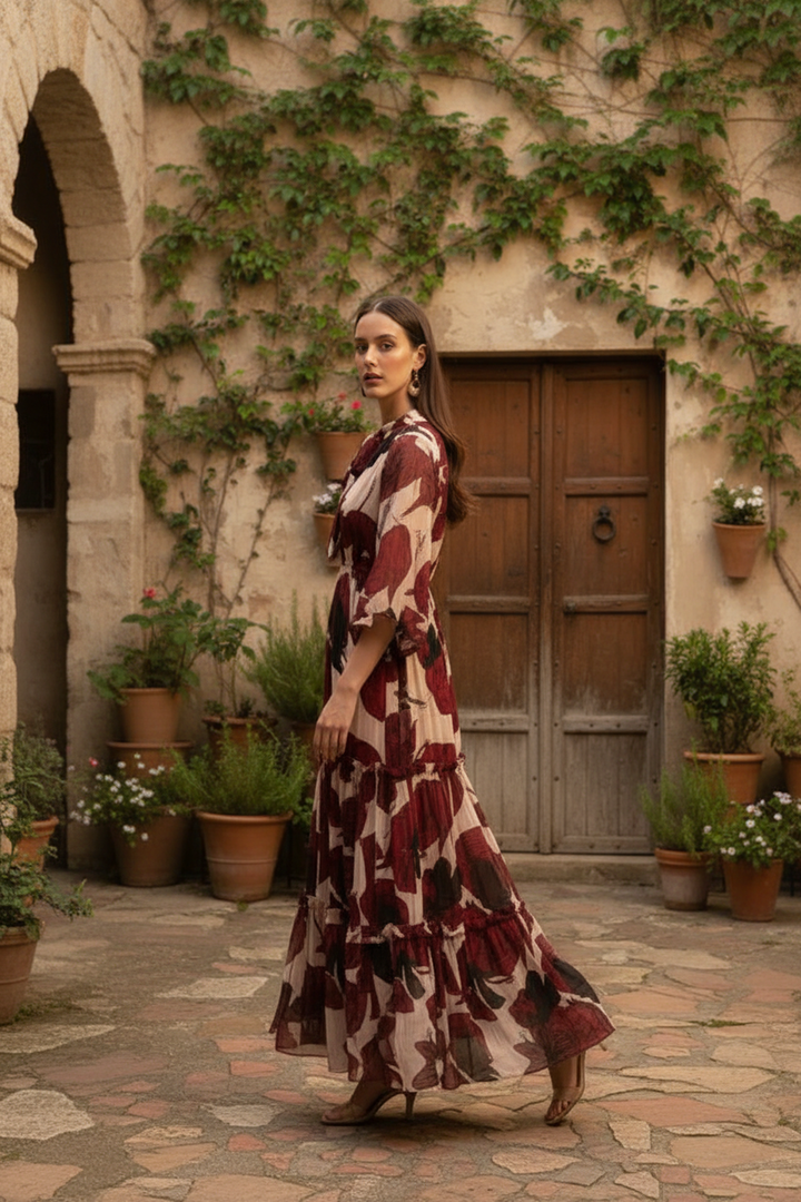 Crimson Noir Maxi Dress