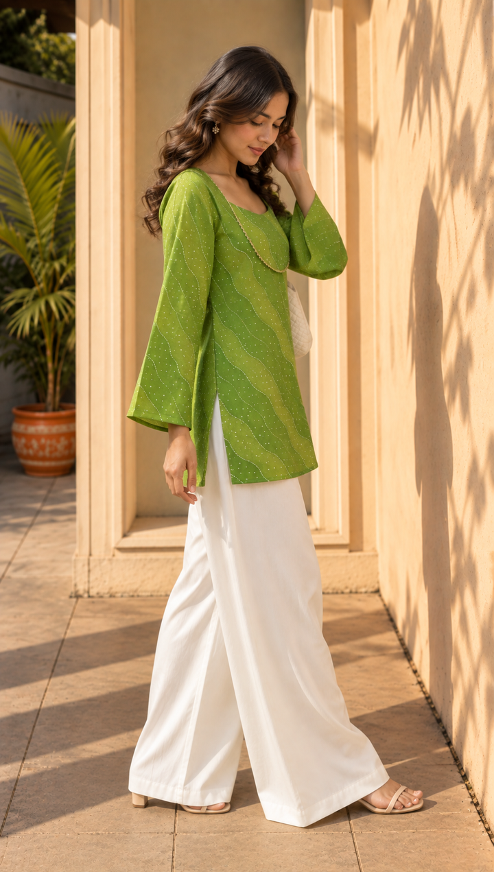 VANA | Lime Wave Short Kurti