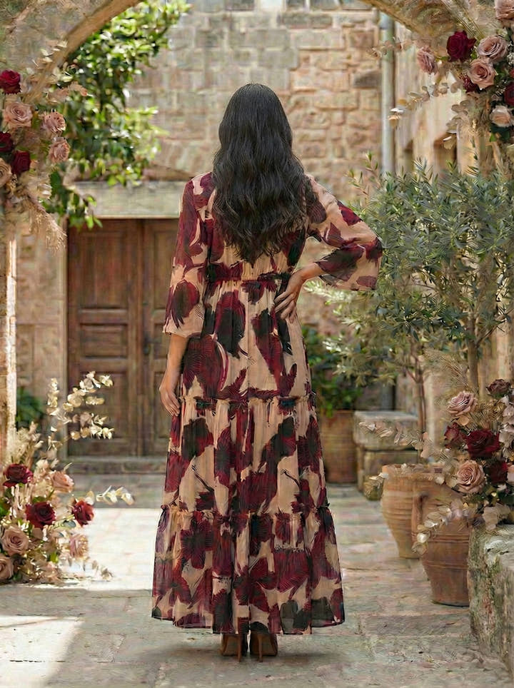 Crimson Noir Maxi Dress