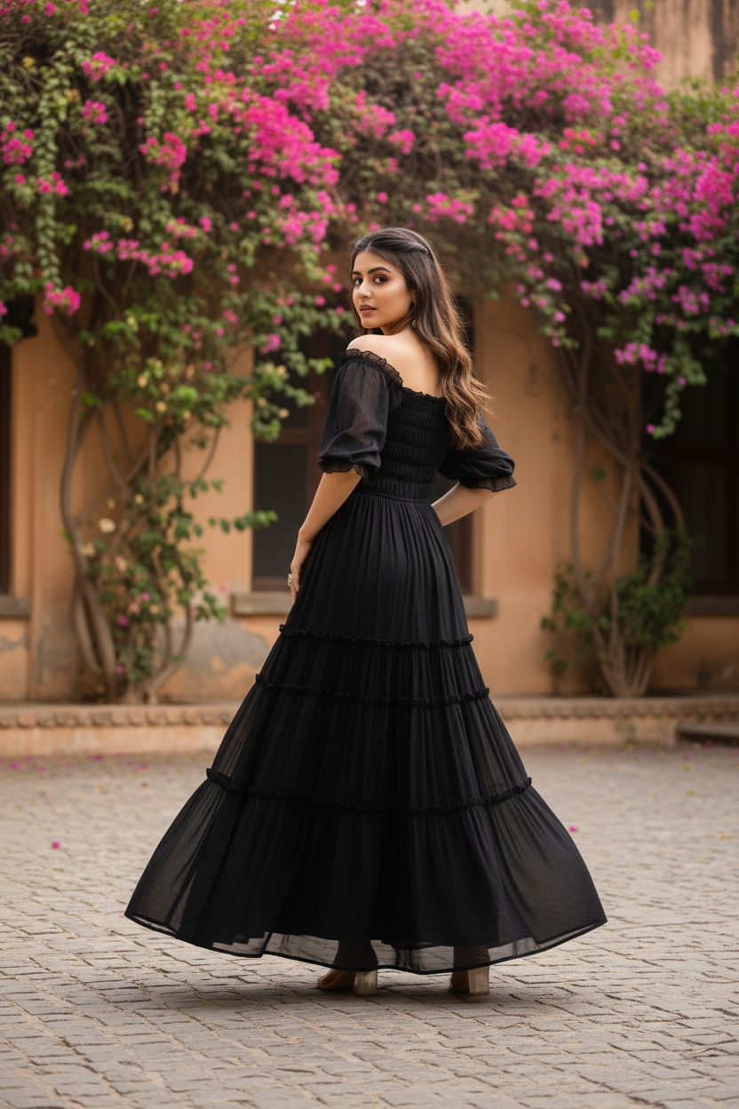 Dark Black Maxi Dress
